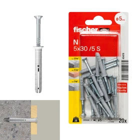 20 قطعة من سدادات فيشر N 5 x 30/5 ZK BLISTER + براغي غاطسة