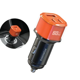 Porodo 60W Averin Multi-Port Car Charger with Aluminum Alloy Housing - Orange