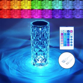 Rose Diamond Table Lamp USB Charging RGB