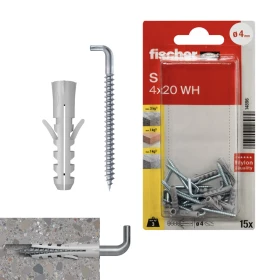 عبوة فيشر بليستر S-4 KP قابس + خطاف L 15 قطعة