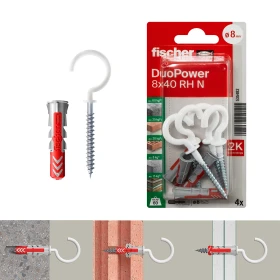 قابس فيشر ديوباور 8 × 40 RH N K NV + خطاف دائري 4 قطع