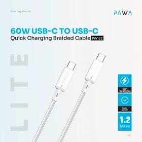 Quick Charging Braided Cable PAWA 60W USB‑C to USB‑C