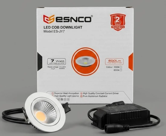 كشاف سبوت لايت غاطس ESNCO LED COB Downlight بقدرة 7W وإضاءة 600 لمبة