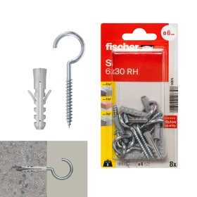 فيشر بليستر S-6 HCK سدادة + خطاف دائري 8 قطع