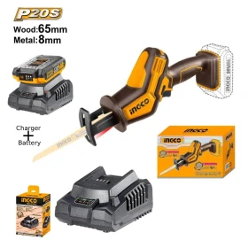 Cordless Reciprocating Saw by INGCO 20V P20S for Cutting Wood and Metal – CRSLI6508