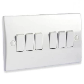 10a 6 gang 2 way switch White HB VK0210