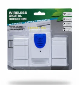 جرس باب لاسلكي رقمي – 2 زر + 1 جرس – 16 نغمة ومدى 50 متر