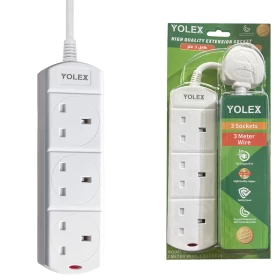 Power Socket - Three Sockets - Three Meter Wire