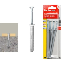 فيشر N 8 × 120/80 S K NV سدادة مع برغي مغمور مضاد 6 قطع