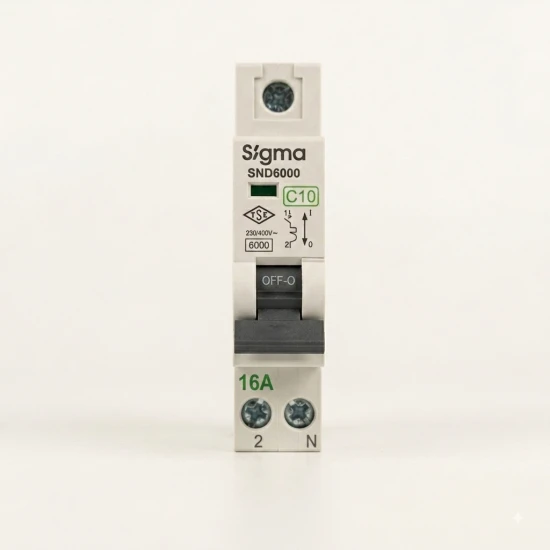 Sigma SND6000 1P+N Miniature Circuit Breaker (MCB) 16A C-Curve