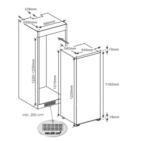 Refrigerator 122 cm - Built-in